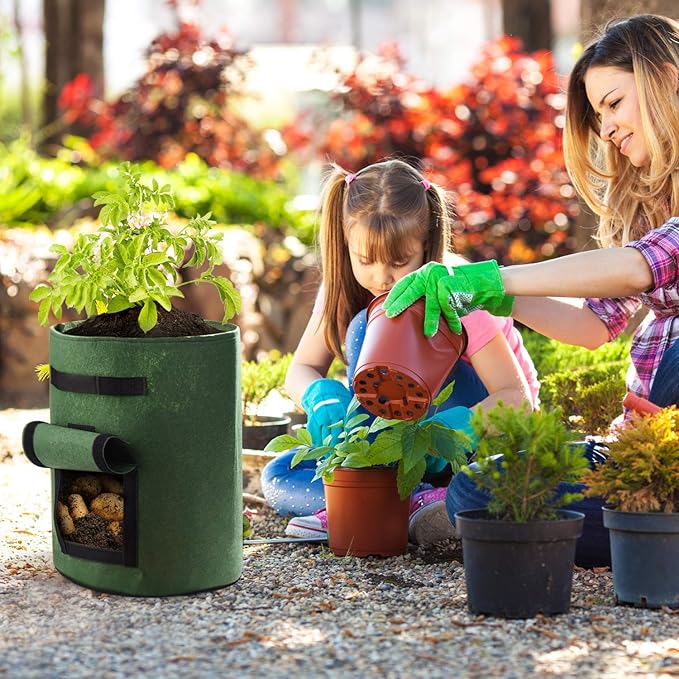 Delxo 5 Pack 10 Gallon Potato Grow Bags, Garden Planting Growing Bag - Image 6