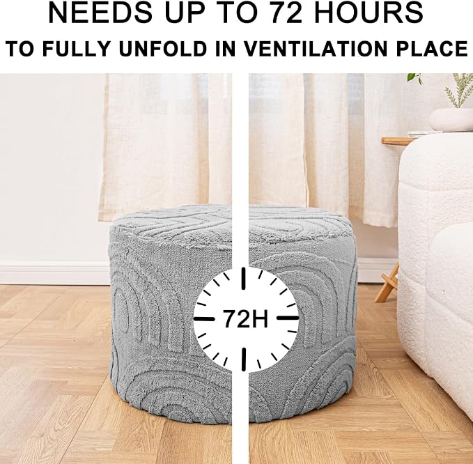 Asuprui Round Ottoman Pouf Ottoman Foot Stool Seat Faux Fur Bean Bag Foot Rest - Image 6