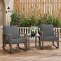 Outdoor Rocking Bistro Set, Patio Rocking Chairs Set of 2 by VonzoyHome