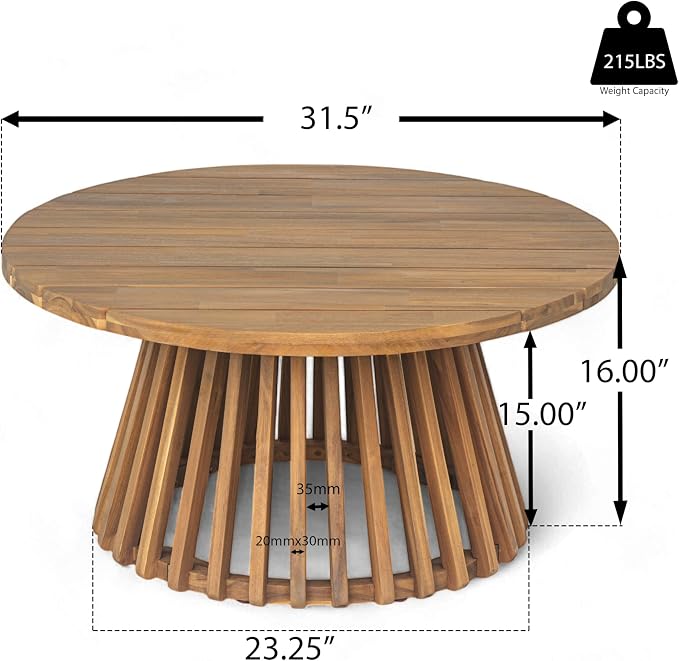 Merax Outdoor Acacia Wood Conversation Set, 3-Seat Loveseat Sofa w/Coushion and - Image 5