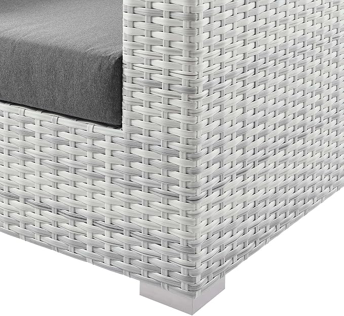 Modway Convene Wicker Rattan Outdoor Patio Right-Arm Loveseat in Light Gray - Image 6