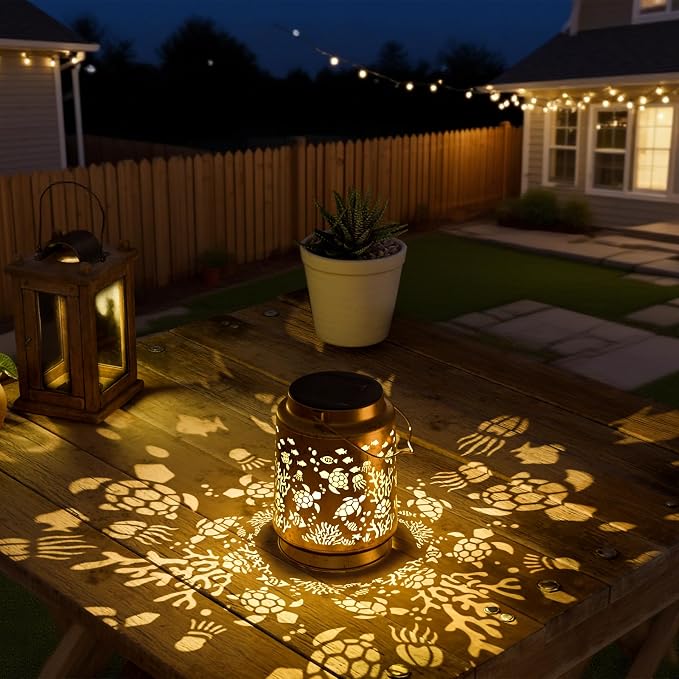 Sea Turtle Solar Lantern for Garden Outdoor Decor – Hanging Metal Light - Image 3