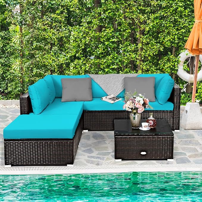 Tangkula 6 Piece Patio Furniture Set, Outdoor Deck Lawn Backyard Durable Steel - Image 3