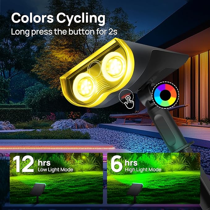 Consciot Solar Spot Lights Outdoor, Halloween Decorations 22 LEDs IP67 - Image 3