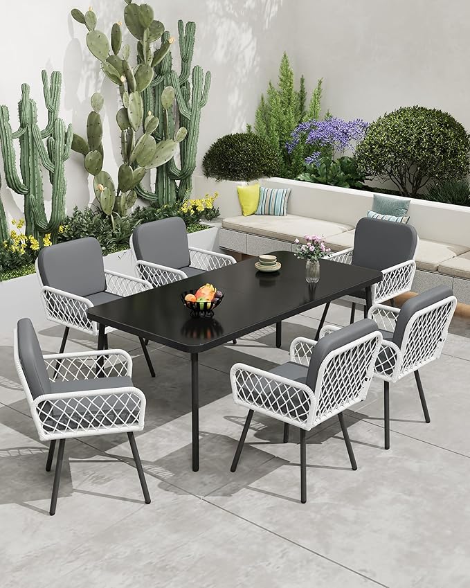 GarveeLife 7 Piece Patio Dining Set, Outdoor All-Weather Wicker Furniture - Image 3
