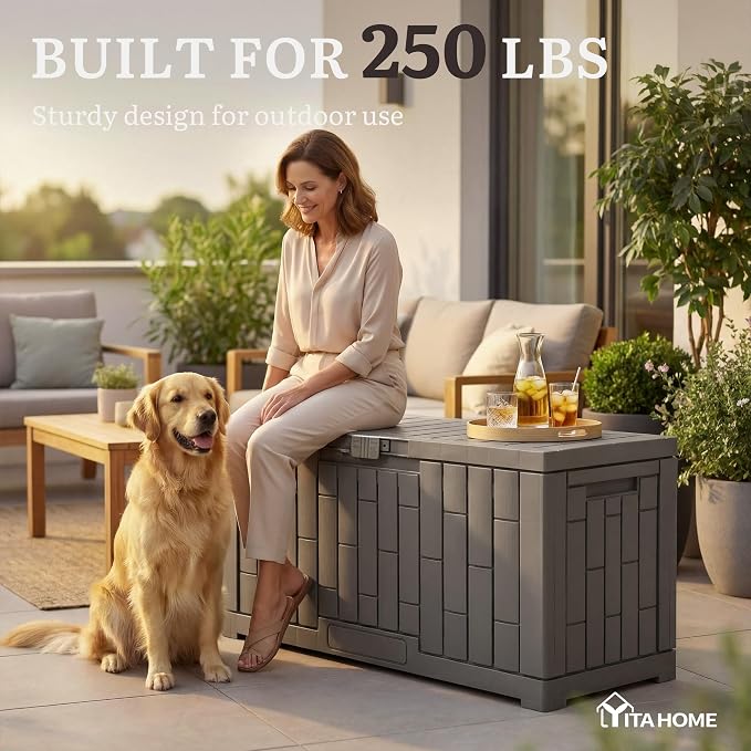 YITAHOME 60 Gallon Outdoor Storage Box, Lockable Resin Deck Box - Image 4