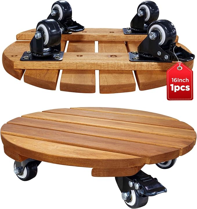 Idzo 16inches Capacity 500lbs Wood Plant Caddy by Idzo