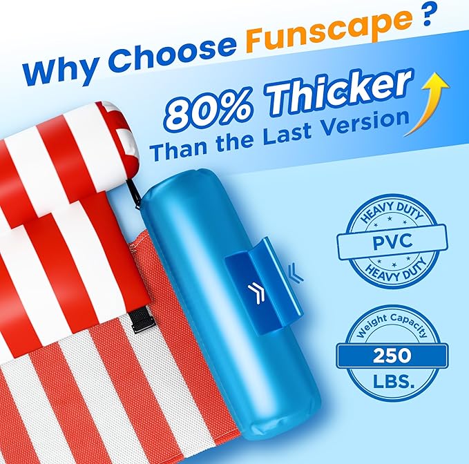 Funscape Pool Floats Chairs Adult, 2 Packs Heavy Duty Inflatable Swimming Pool - Image 3