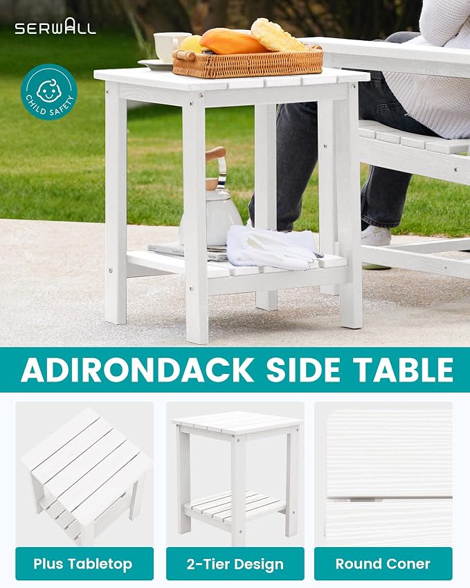SEWRWALL 3 Pieces Patio Bistro Set, All Weather Adirondack Chair Set - Image 5