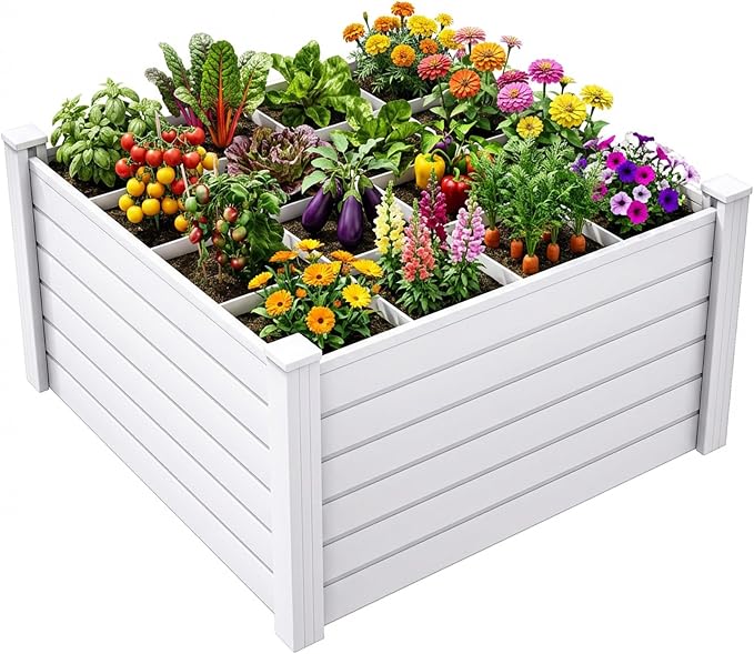 YITAHOME 4x4x2 FT Plastic Raised Garden Bed Kit, Large Outdoor Above Ground by YITAHOME