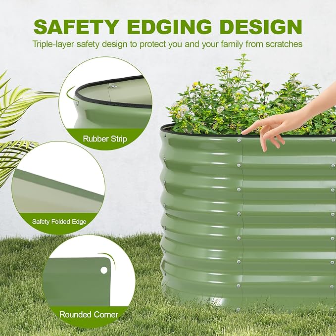 24" Tall Galvanized Raised Garden Bed Outdoor, Large Oval Raised Beds - Image 5