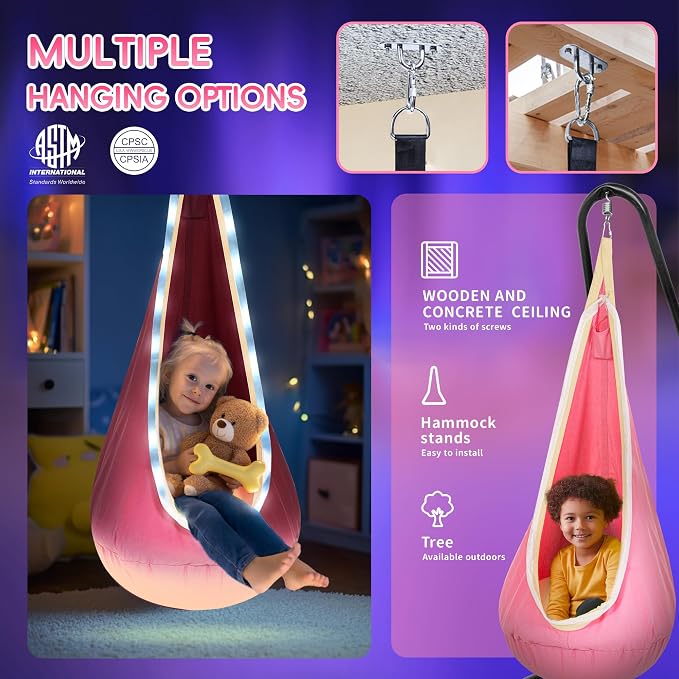 OUTREE Light Up Pod Swing Seat, Sensory Swing - Image 5