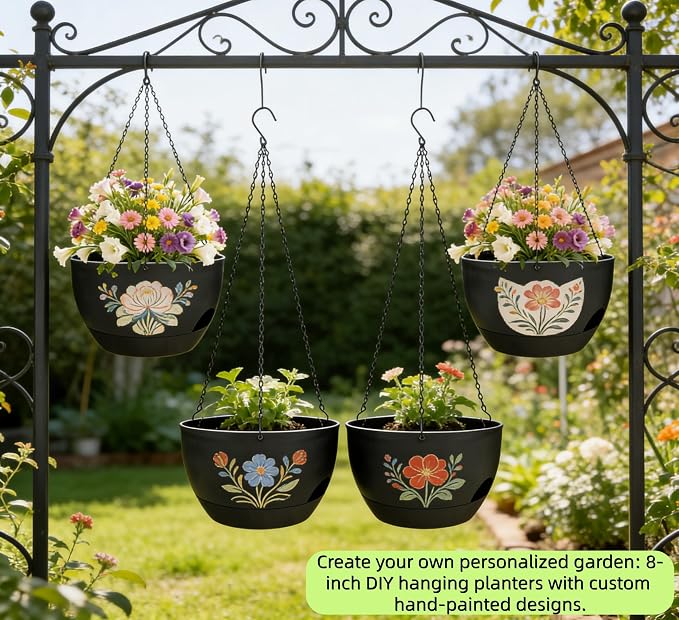 Set of 2-8 Inch Self Watering Hanging Planters - Image 4