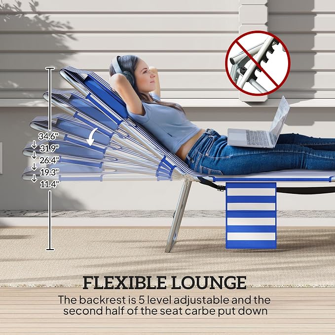 Outsunny Chaise Lounge Chair Outdoor Set of 2 - Image 4