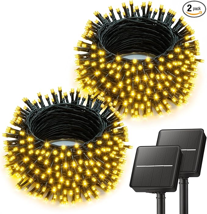 Brightown 2 Pack Solar String Lights Outdoor Waterproof, 80FT 200 LED Solar by Brightown