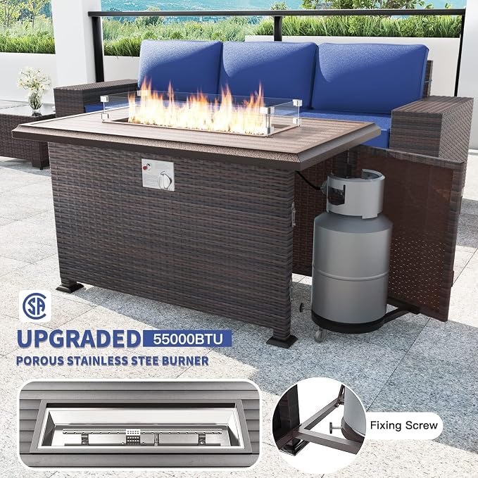 Kullavik 13 Pieces Outdoor Patio Furniture Set, PE Wicker Rattan Sectional Sofa - Image 3