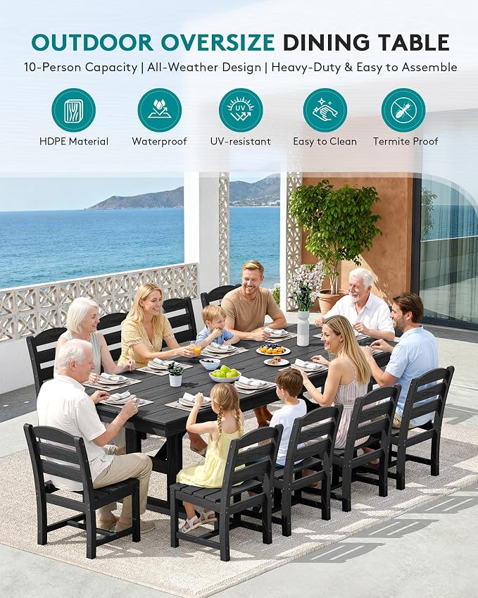 SERWALL Outdoor Dining Chairs Set of 4, All-Weather HDPE Patio Chair - Image 6
