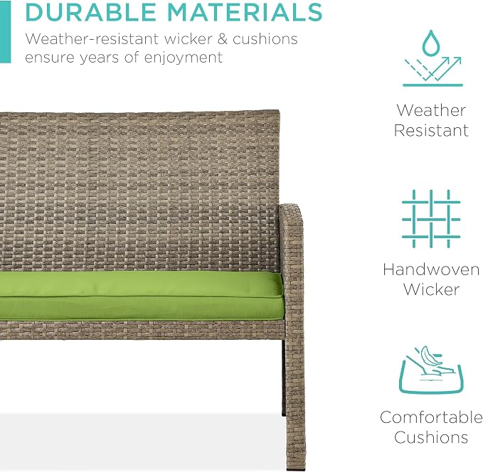 Best Choice Products 4-Piece Outdoor Wicker Patio Conversation Furniture Set - Image 3