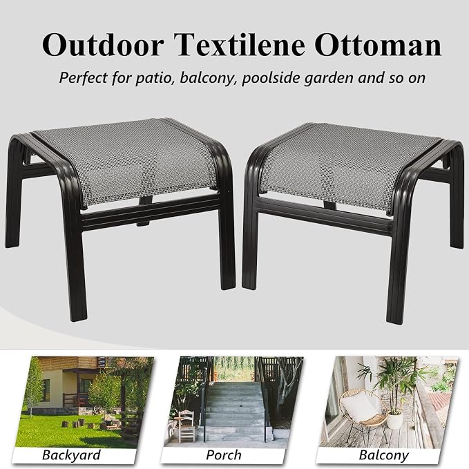 Outdoor Foot Rest for Patio Ottomans Metal Seat Patio Footstools Furniture - Image 5