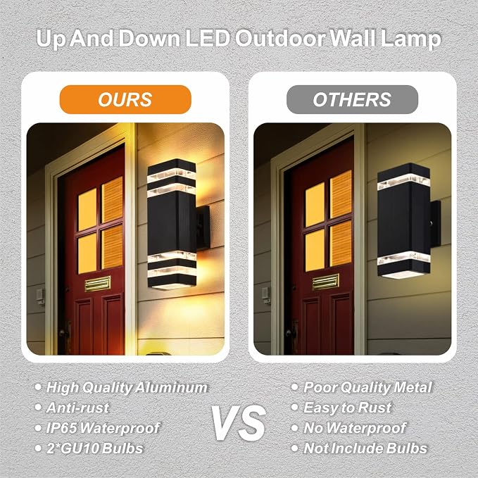 DASTOR 4 Pack Outdoor Wall Lights, Modern Exterior Lighting Fixtures Wall Mount - Image 3