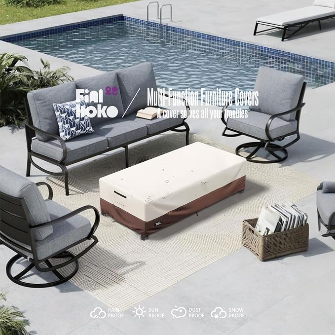 Patio Coffee Table Cover, 100% Waterproof 600D Heavy Duty Outdoor Table Cover - Image 9
