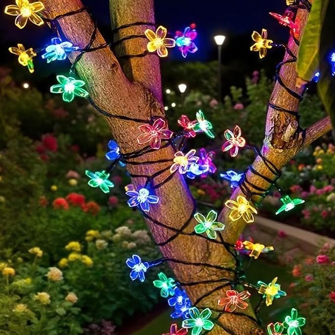 Flower Solar String Lights, 50 LED Outdoor Patio Lights Waterproof, Fairy Lights - Image 2