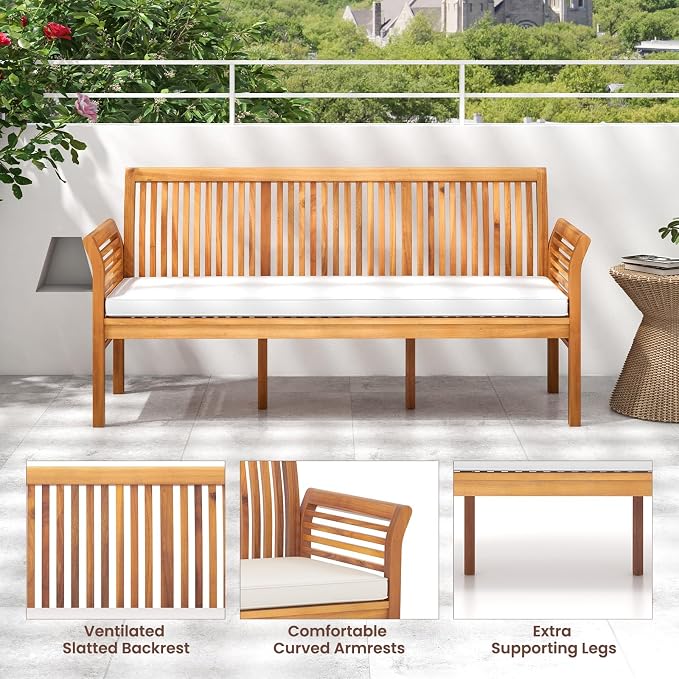 RELAX4LIFE 62.5’’ Outdoor Bench Acacia Wood - Image 7