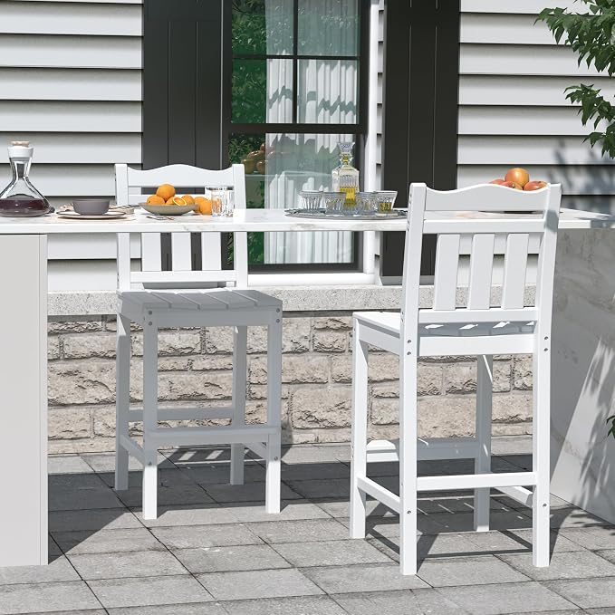 nalone Outdoor Bar Stools Set of 2, HDPE Tall Adirondack Chairs Bar Chairs - Image 8