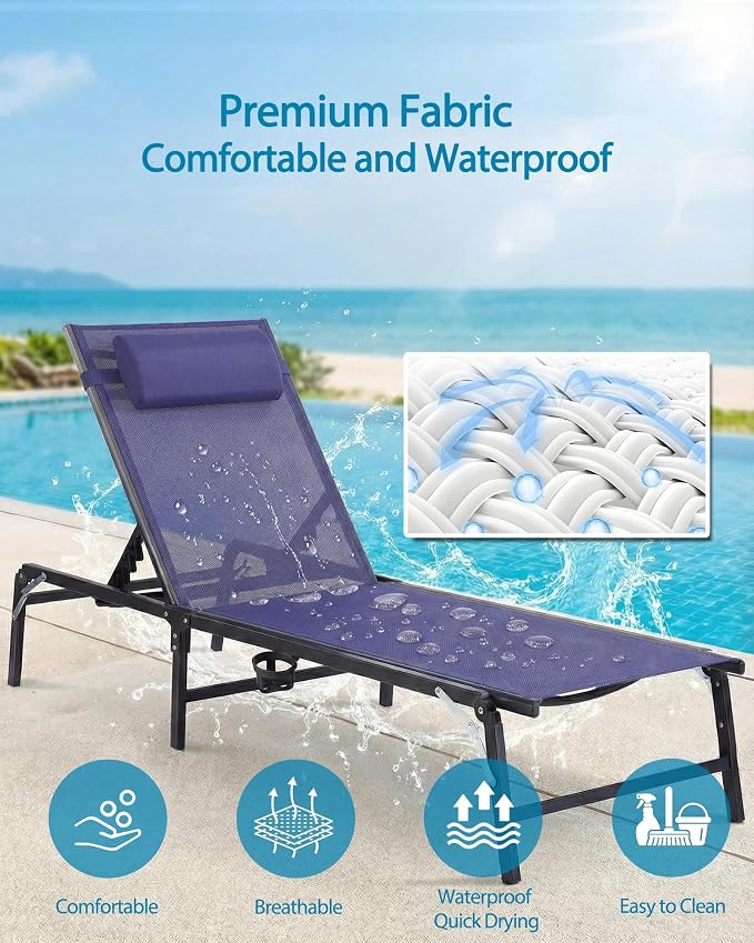 4 Pack Foldable Chaise Lounge Chair - Image 5