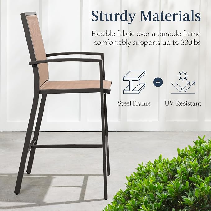 Best Choice Products Outdoor Bar Stools Set of 2, Bar Height, Patio Furniture - Image 5