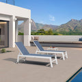 PURPLE LEAF Patio Lounge Chair 2 Pieces White Aluminum Outdoor Chaise Lounge by PURPLELEAF