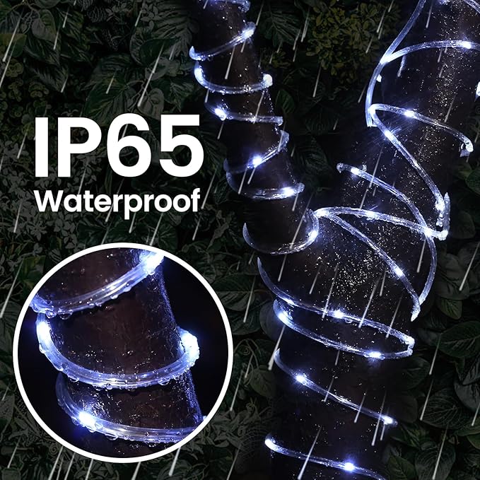 200 LED Solar Rope Lights Outdoor, 66FT Solar String Lights Indoor Waterproof - Image 3