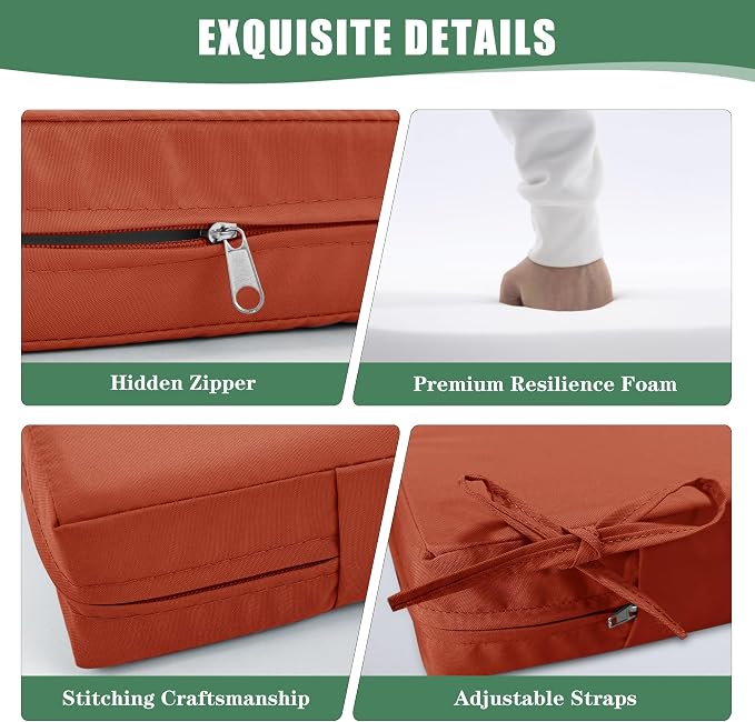 Waterproof Patio Cushions for Outdoor Furniture, Fade Resistant Back Pillow and - Image 4