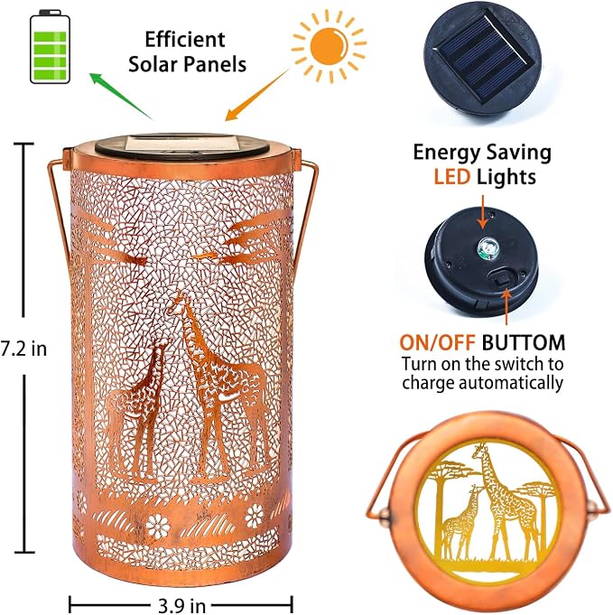 Giraffe Solar Lanterns Outdoor Waterproof Hanging Solar Lights Giraffe Gifts - Image 6
