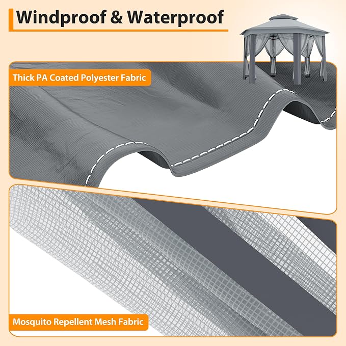 GAOMONHeavy Duty 13x13ft 6-Sided Pop-Up Gazebo Tent-Double Vented Roof - Image 3