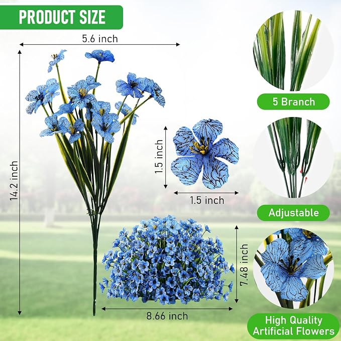 22 Pack Artificial Flowers Outdoor Fake Plants, Faux Flowers UV Resistant - Image 4