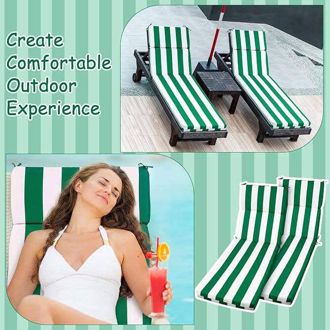 2 Pcs Indoor Outdoor Chaise Lounge Cushions Sponge Bench Outdoor Furniture - Image 5