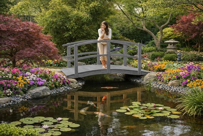 6 FT Grey Amish Made Garden Bridge - Image 7