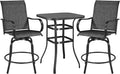 Yaheetech 3 Pieces Outdoor Swivel Bar Set, Patio Swivel Bar Stools Set by Yaheetech