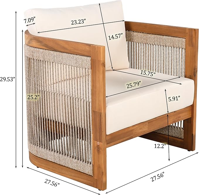 Merax 4-Piece Patio Premium Acacia Wood Outdoor Furniture Set, All Weather - Image 10