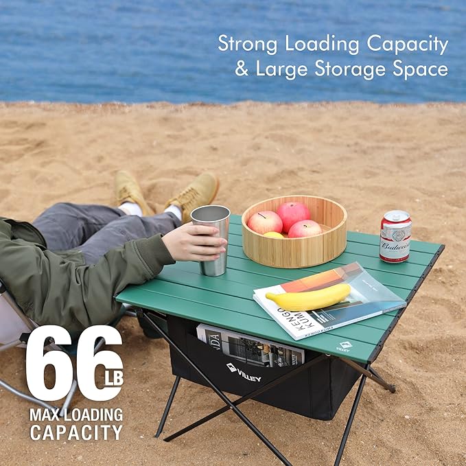 VILLEY Portable Camping Side Table, Ultralight Aluminum Folding Beach Table - Image 5