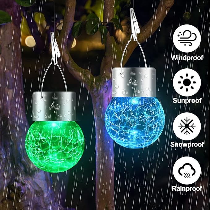Solar Lights Outdoor Hanging Decorative Globe 24 Pack, Waterproof Solar Lantern - Image 5