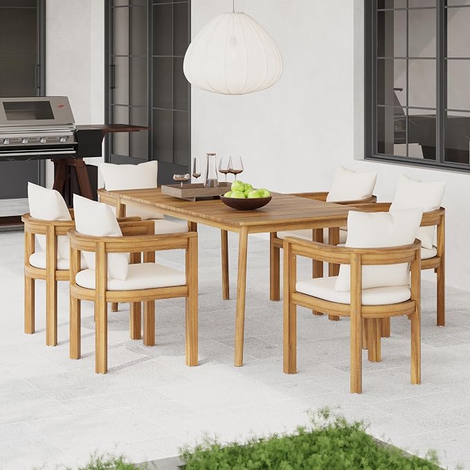Christopher Knight Home Kclent Patio Acacia Wood Dining Set - Image 3