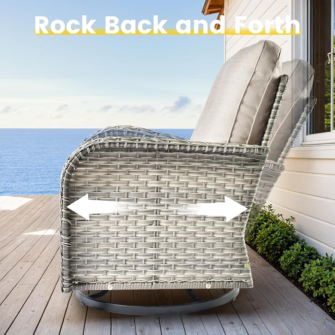 Outdoor Sectional Patio Furniture Set, 8 Pieces Wicker Conversation Sets L - Image 5