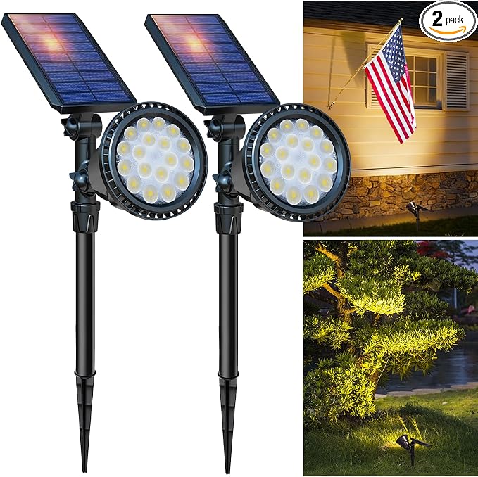 DBF Solar Lights Outdoor, 600LM Solar Spotlights Outdoor Waterproof, 2 by DBF
