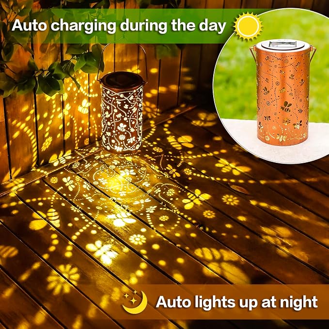 2 Pack Bee Solar Lanterns Outdoor Waterproof Hanging Solar Lights Bee Gifts - Image 4