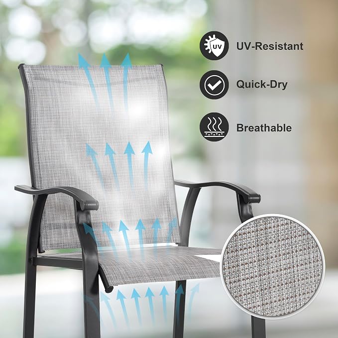 NUU GARDEN 3 Piece Outdoor Bar Set, Bar Height Patio Bistro Set, Textilene - Image 8