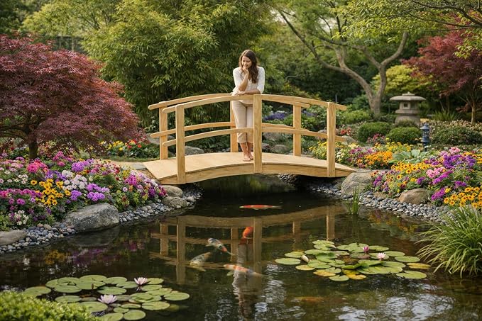 6 FT Natural Amish Made Garden Bridge - Image 7