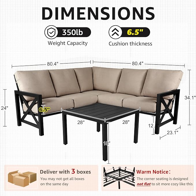 NATURAL EXPRESSIONS 6 Pieces Patio Furniture Sets, Outdoor Furniture Sets Metal - Image 5