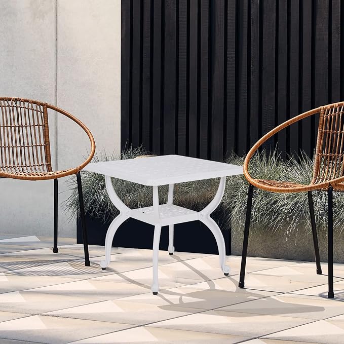 JARDIN DE CENTENNIAL Cast Aluminum Outdoor Side Table, Anti-Rust Outdoor End - Image 2